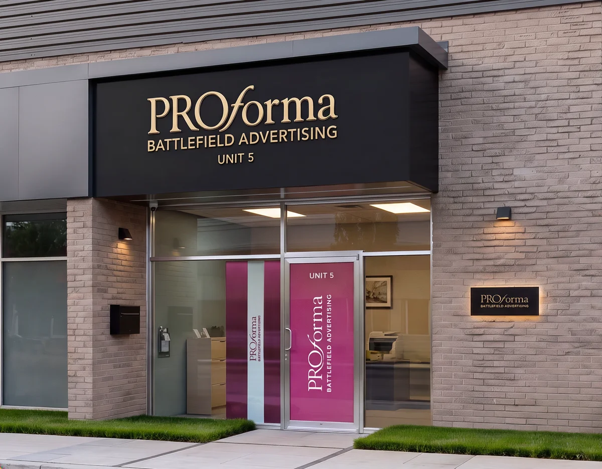 The Proforma Battlefield Advertising storefront at 398 Nash Road North, Unit 5, Hamilton, Ontario